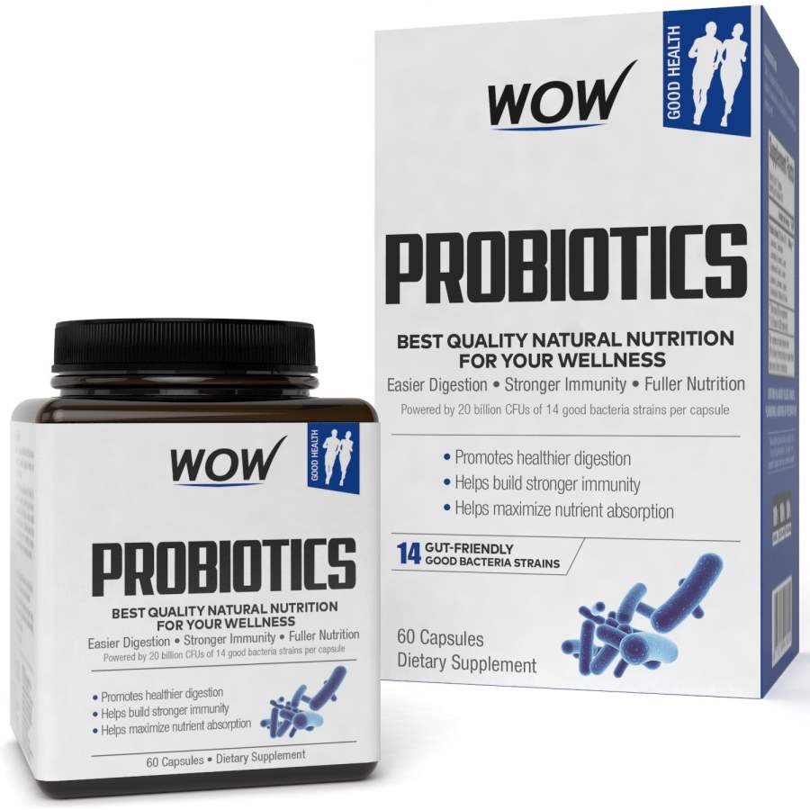 WOW Probiotics 20 Billion CFU (14 Probiotic Strains) Vegetarian Capsules