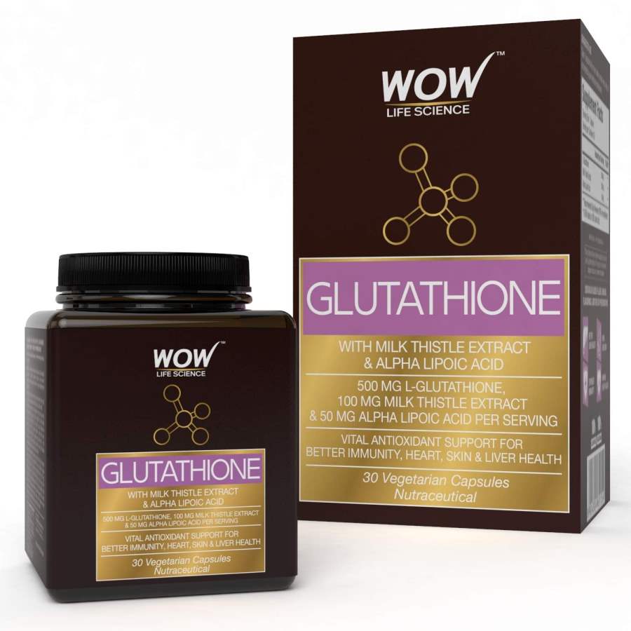 WOW Glutathione with Milk Thistle Extract 500mg - 30 Vegetarian Capsules