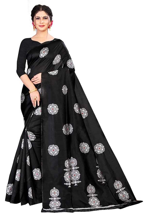 Trinity Fashions Women's Banarasi Soft Lichi Silk Saree With Blouse Piece