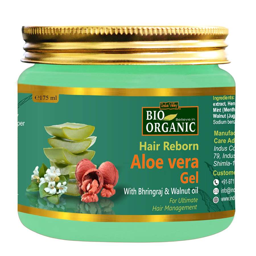 Buy Indus valley Hair Reborn Aloe Vera Gel With Bhringraj & Walnut Oil For Ultimate Hair Management 